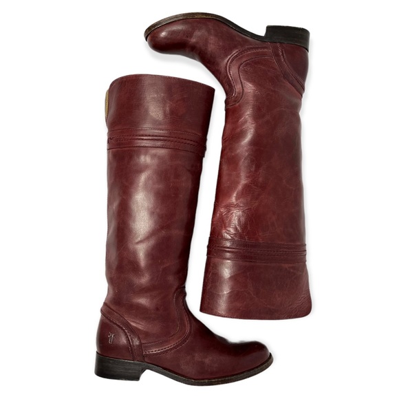 Frye (6) Melissa Trapunto Boot Knee-High Bordeaux Wine RARE COLOR - Picture 3 of 15